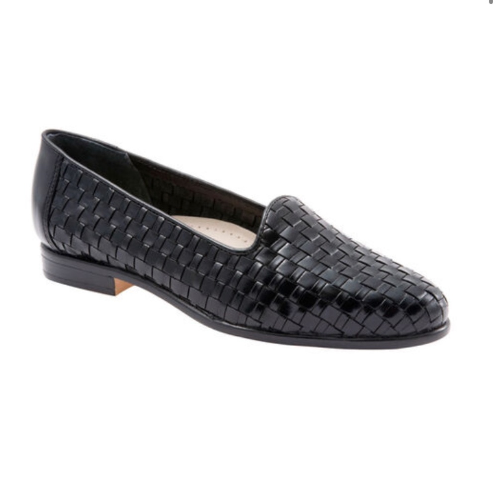 NIB Black Leather Woven Loafers